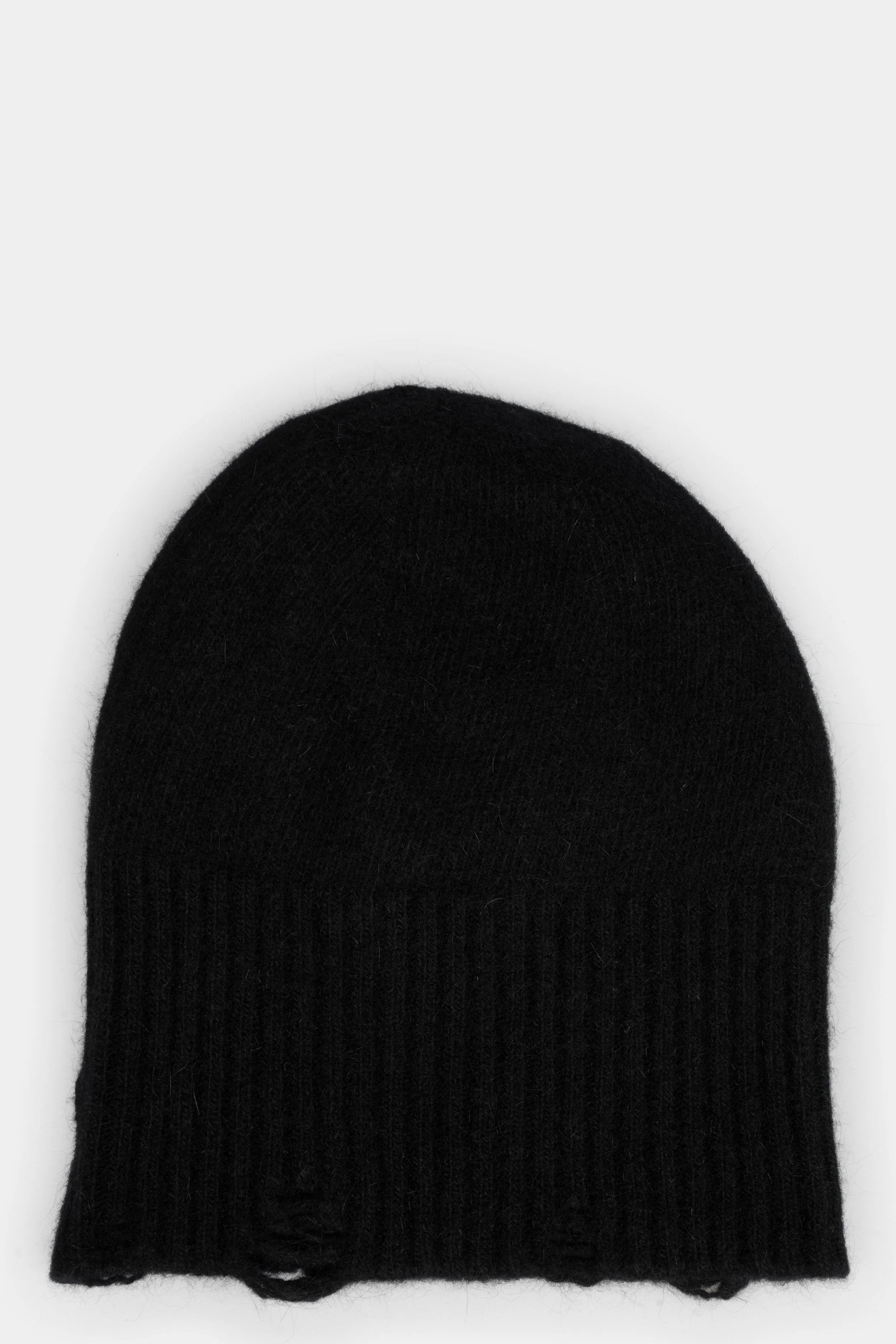 Angora / Virgin wool knit beanie, Black