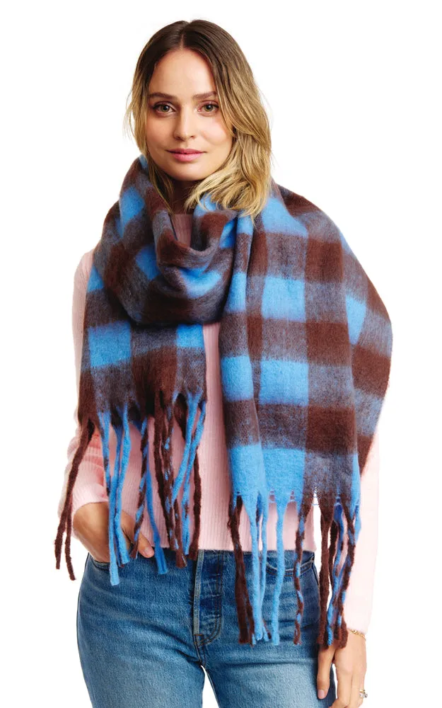 BASC2600 GINGHAM PLAID PATTERN OBLONG SCARF