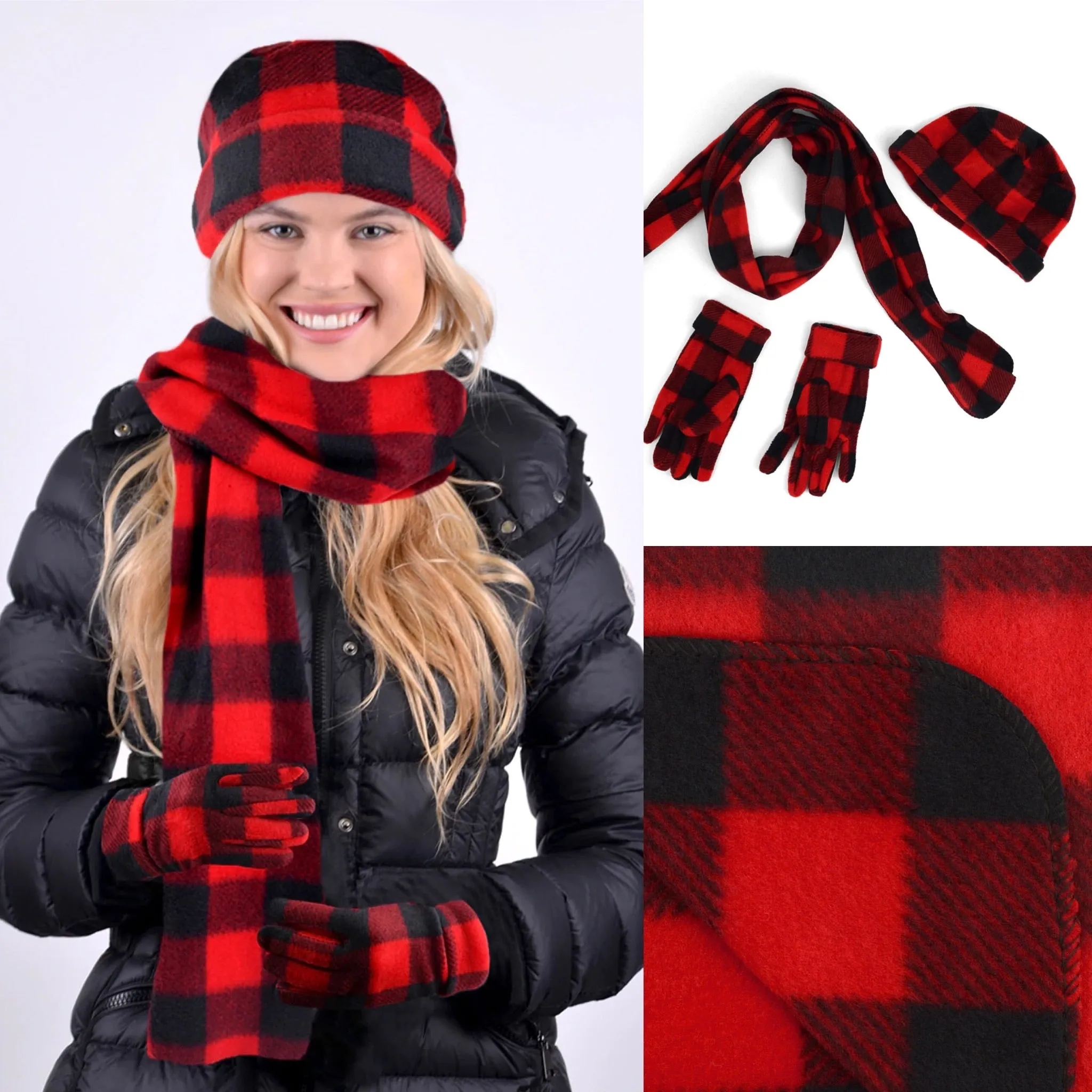 Buffalo Plaid Fleece Winter Set