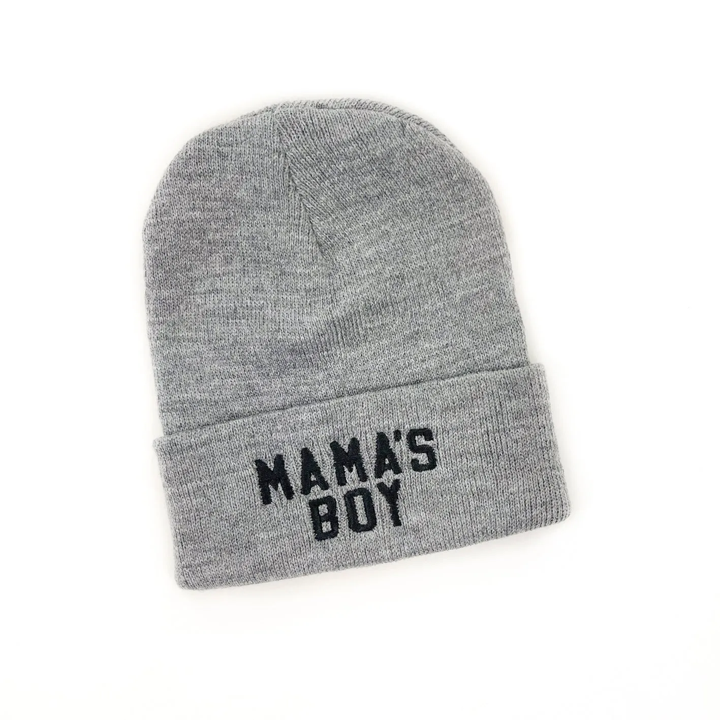 Child Beanie - Mama's Boy - Gray w/ Black