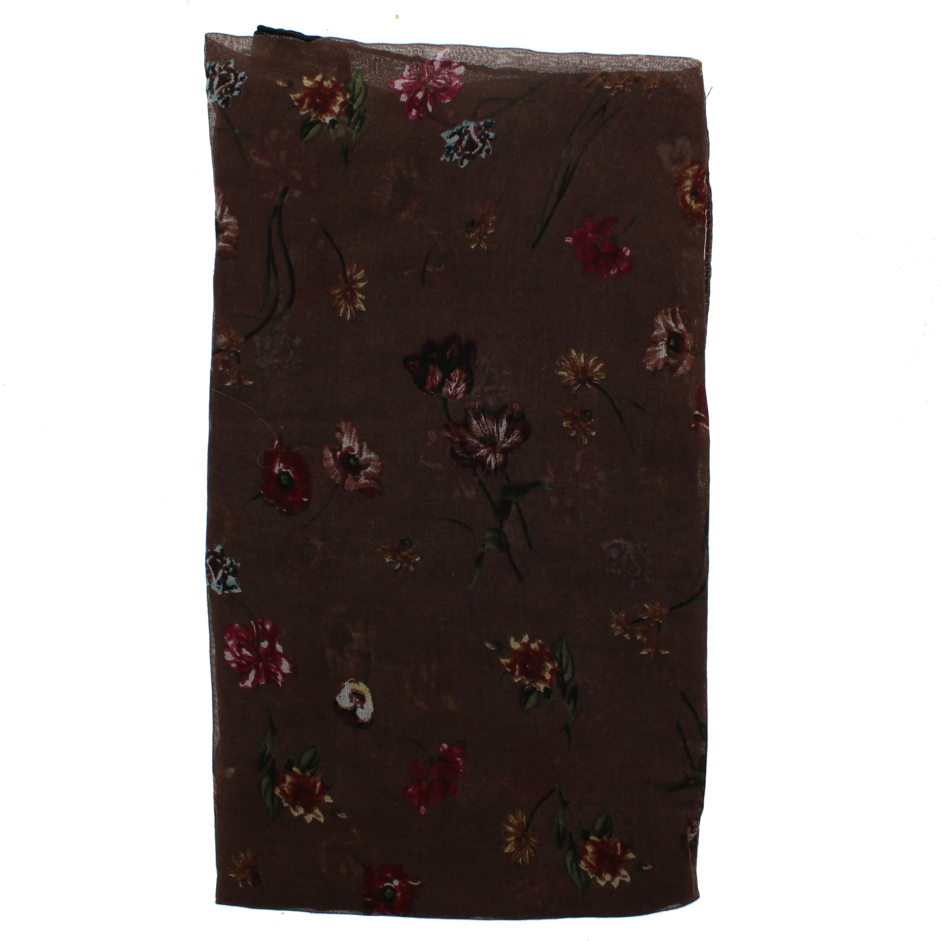 Chocolate Brown Floral Print Scarf