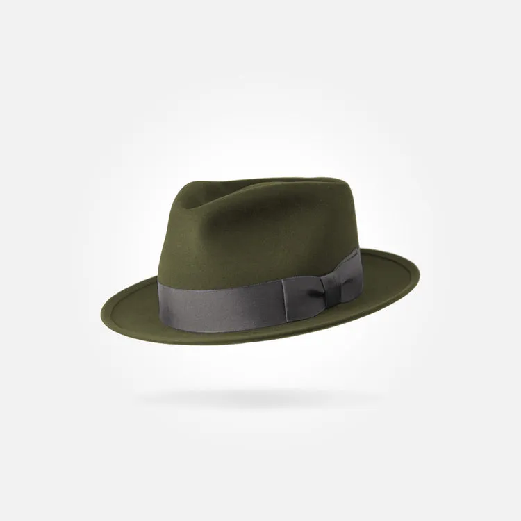 Classic Charm Fedora Fur Felt Hat in Forest Green