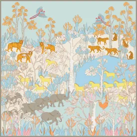 Double Sided Silk Scarf Of Jungle Adventure