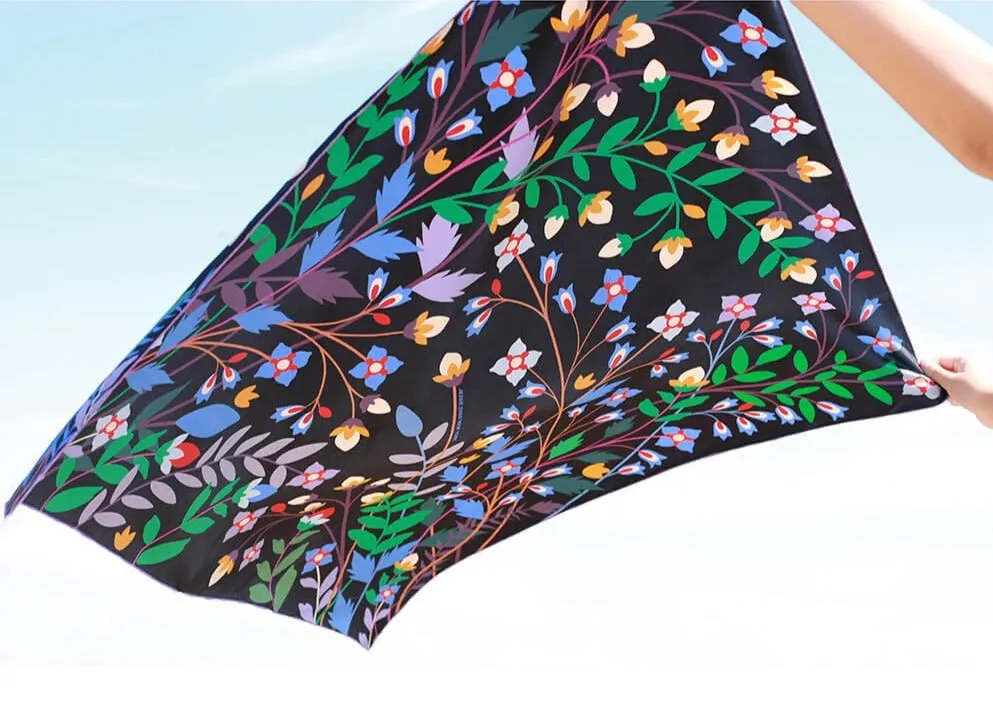 Double Sided Silk Scarf Of Night Garden