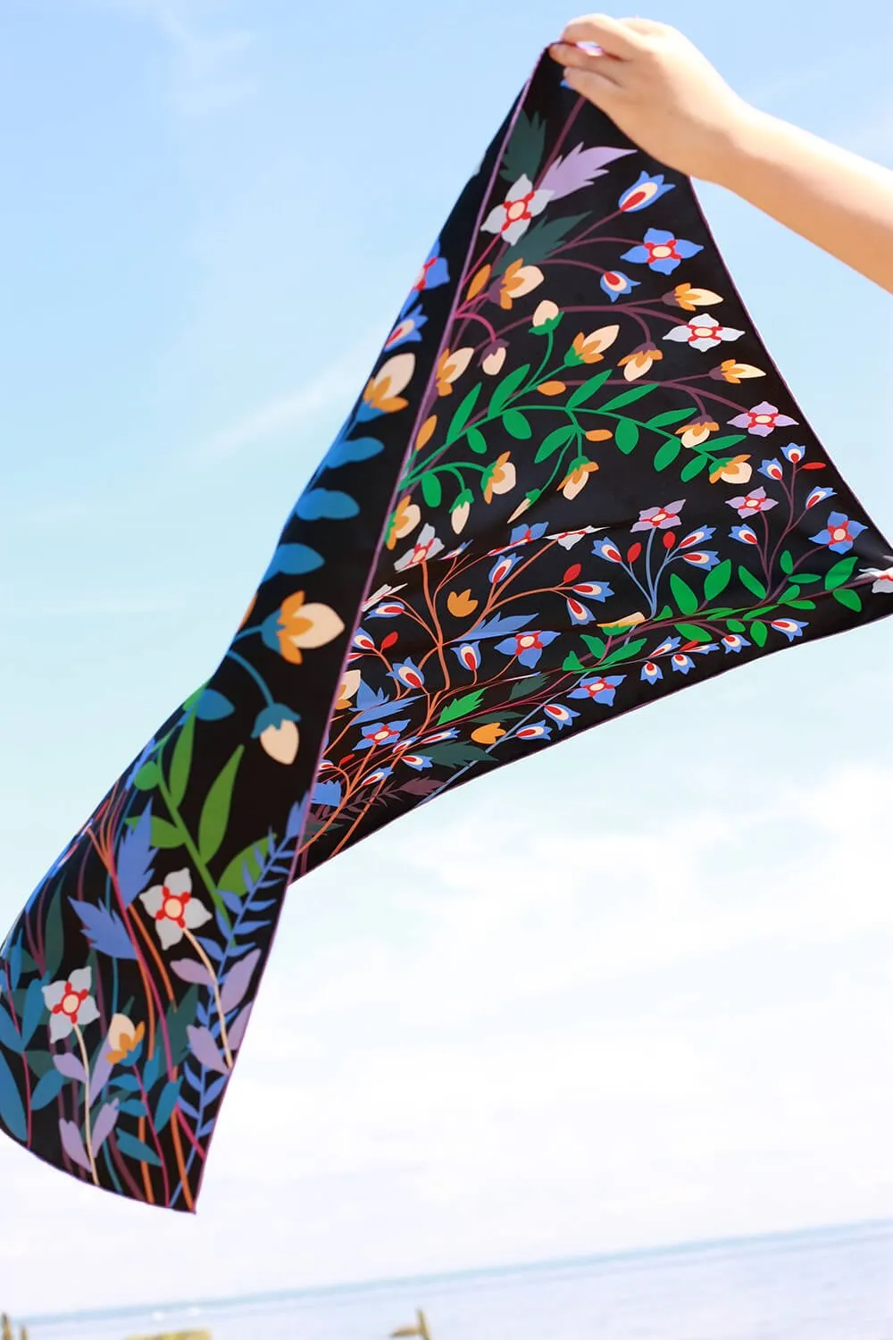 Double Sided Silk Scarf Of Night Garden