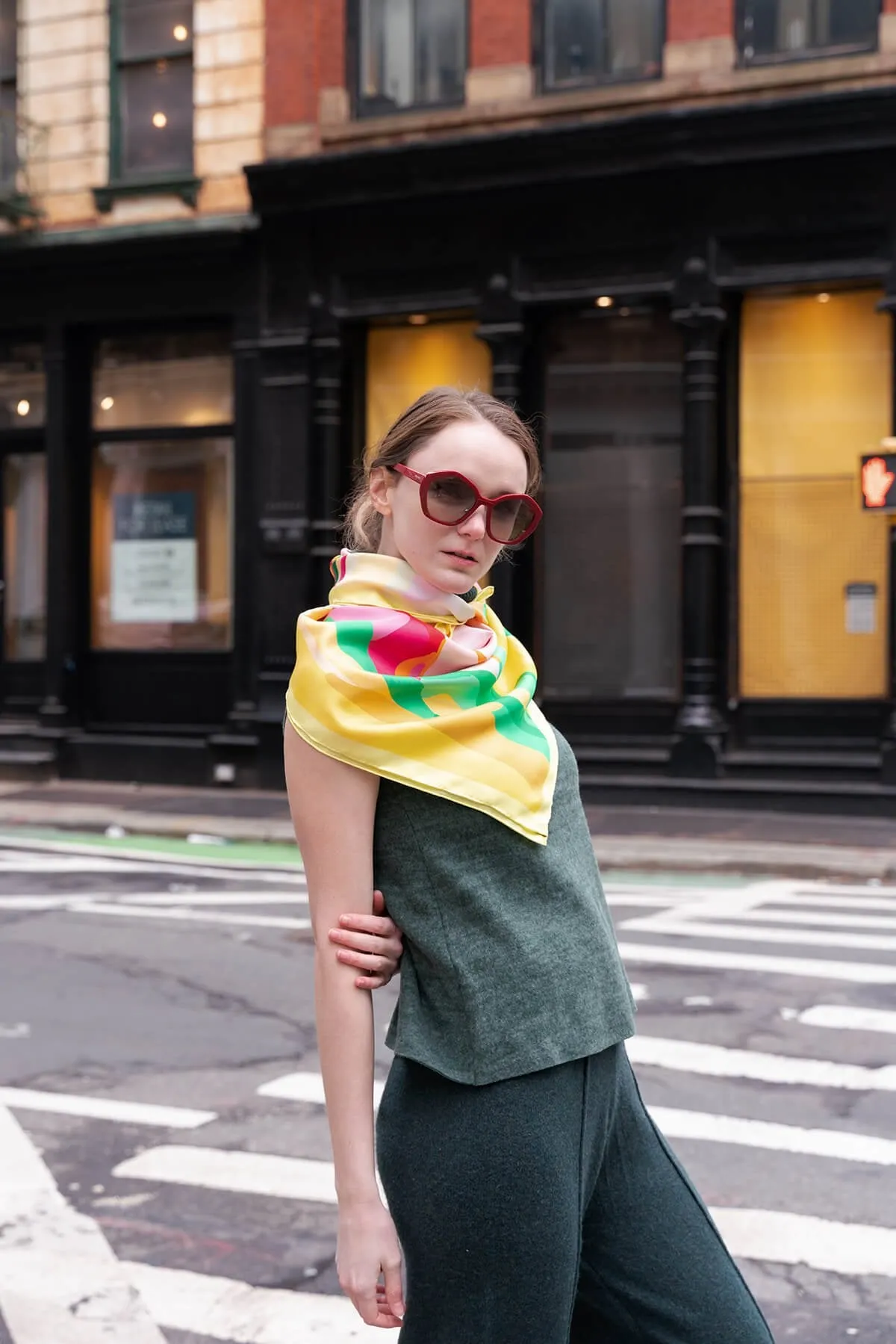 Double Sided Silk Scarf of The Harvest