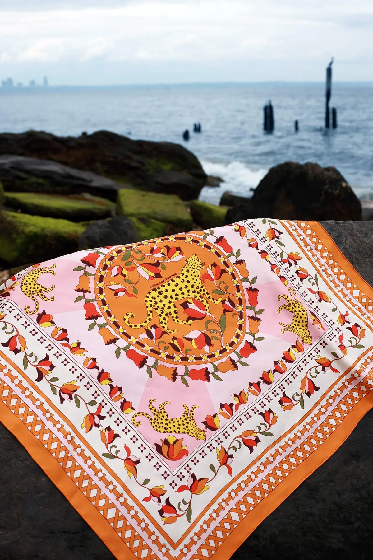 Double Sided Silk Scarf of Tropical Love