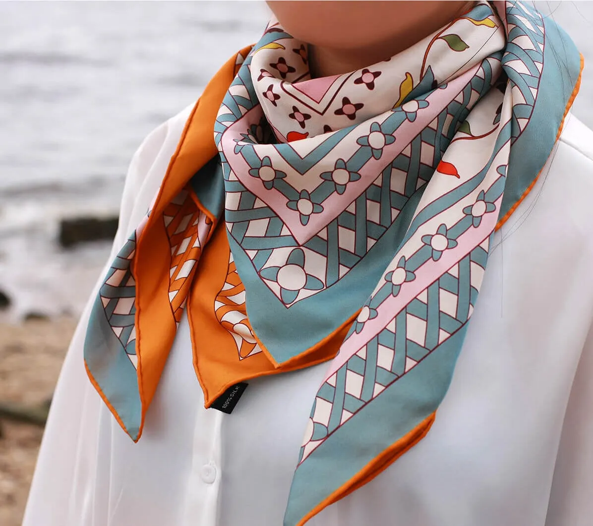 Double Sided Silk Scarf of Tropical Love