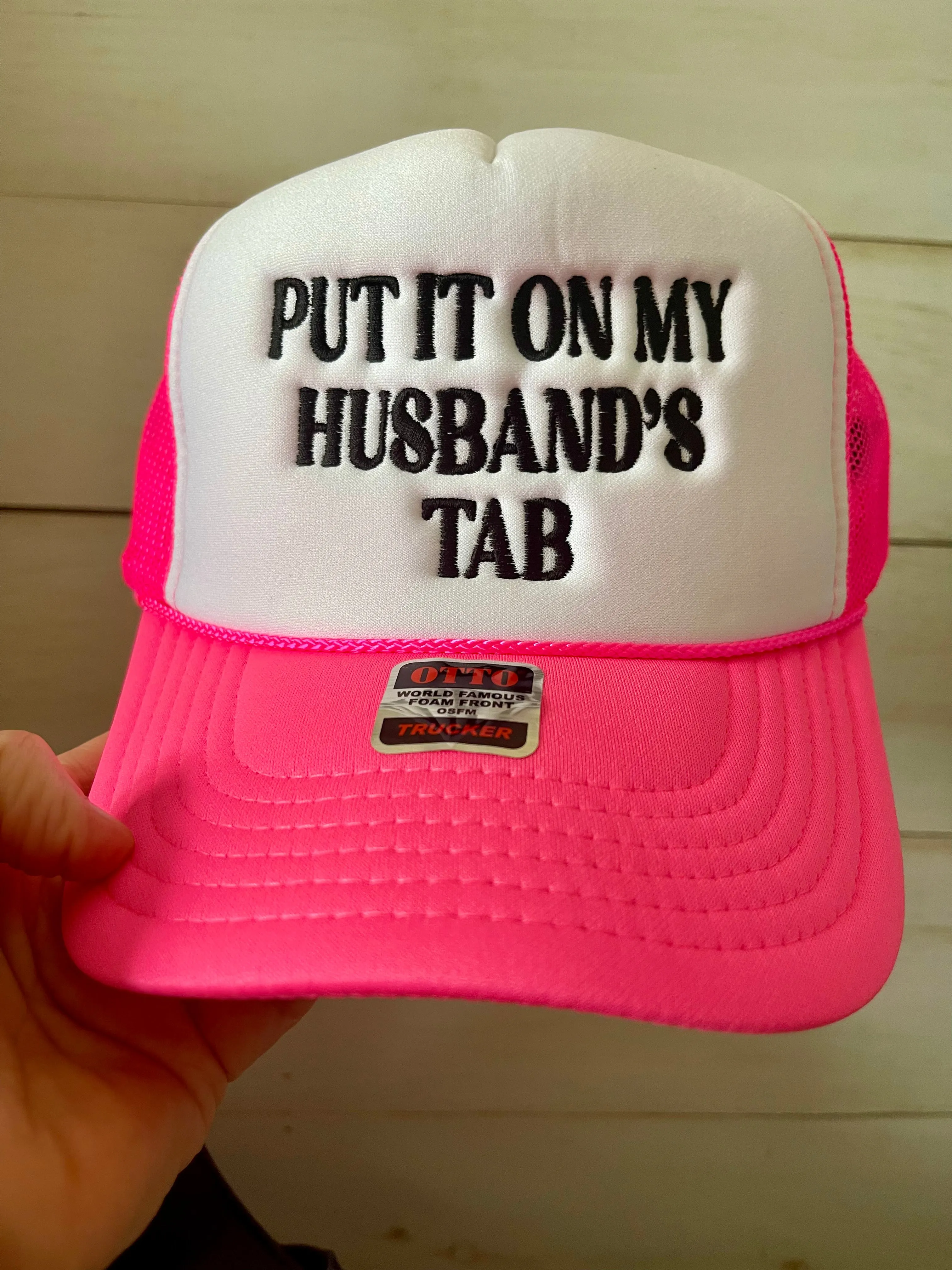 Embroidered Put It On My Husband’s Tab Trucker Hat