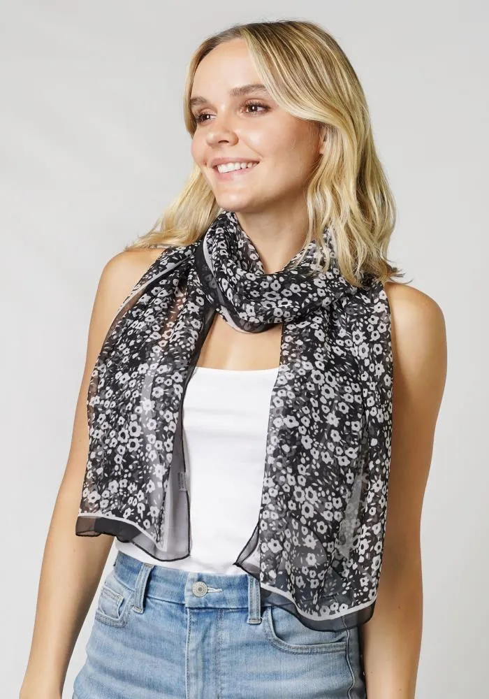 Flower Print Chiffon Scarf