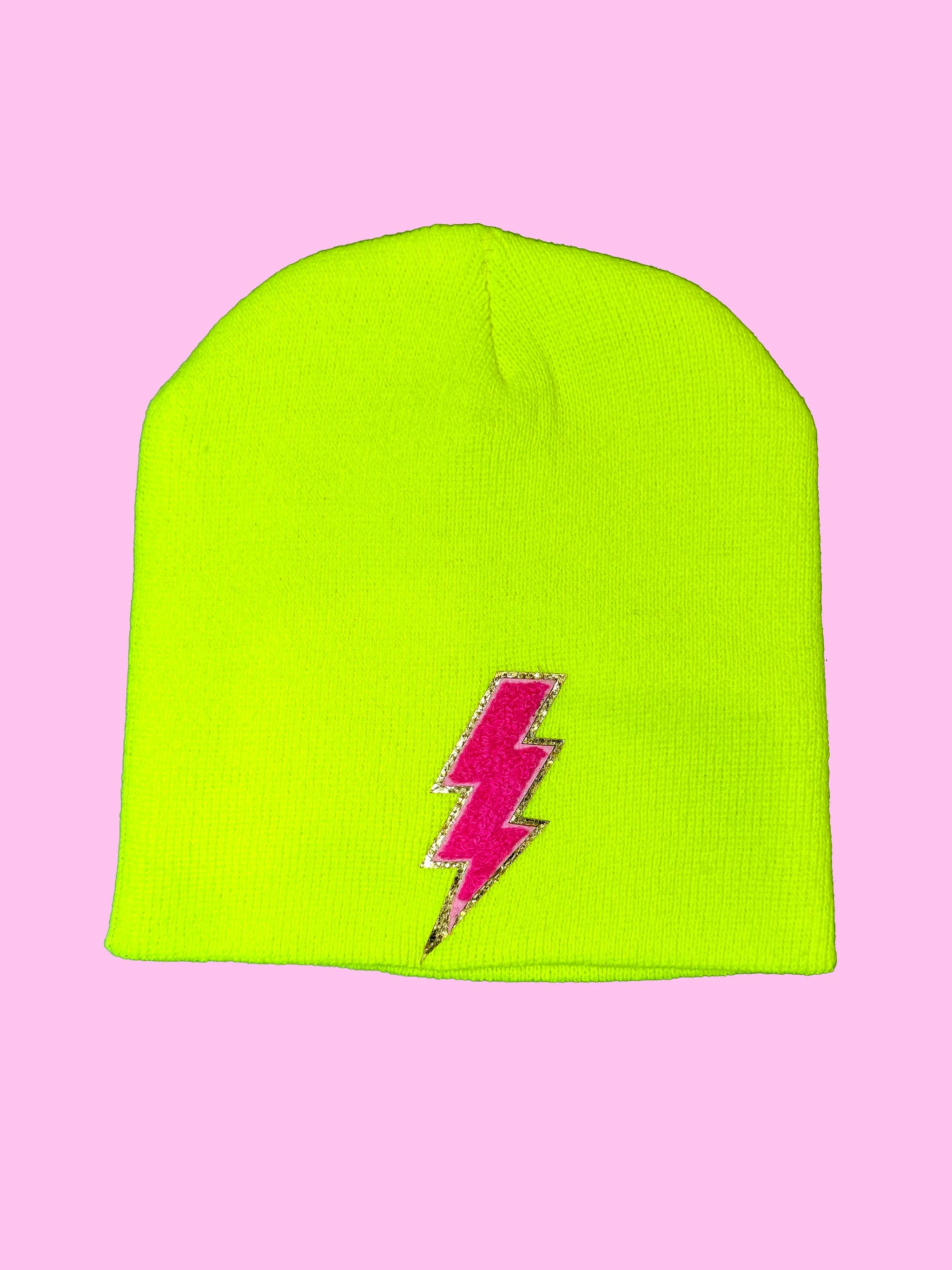 Glitter Bolt Neon Beanie