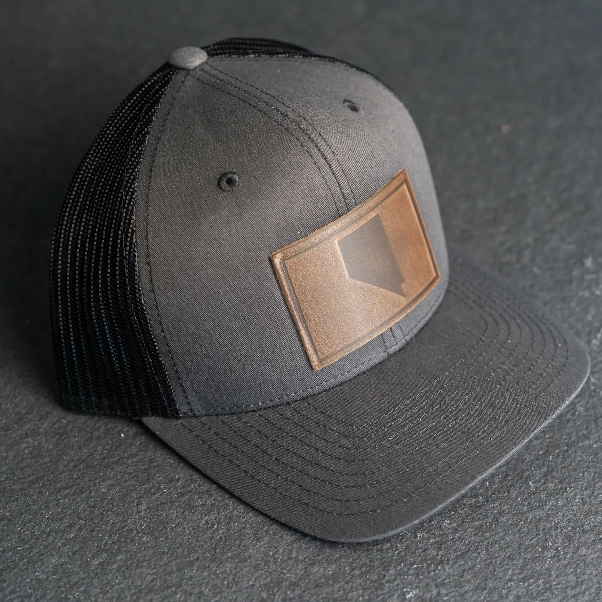 Leather Patch Trucker Style Hat - Nevada Stamp