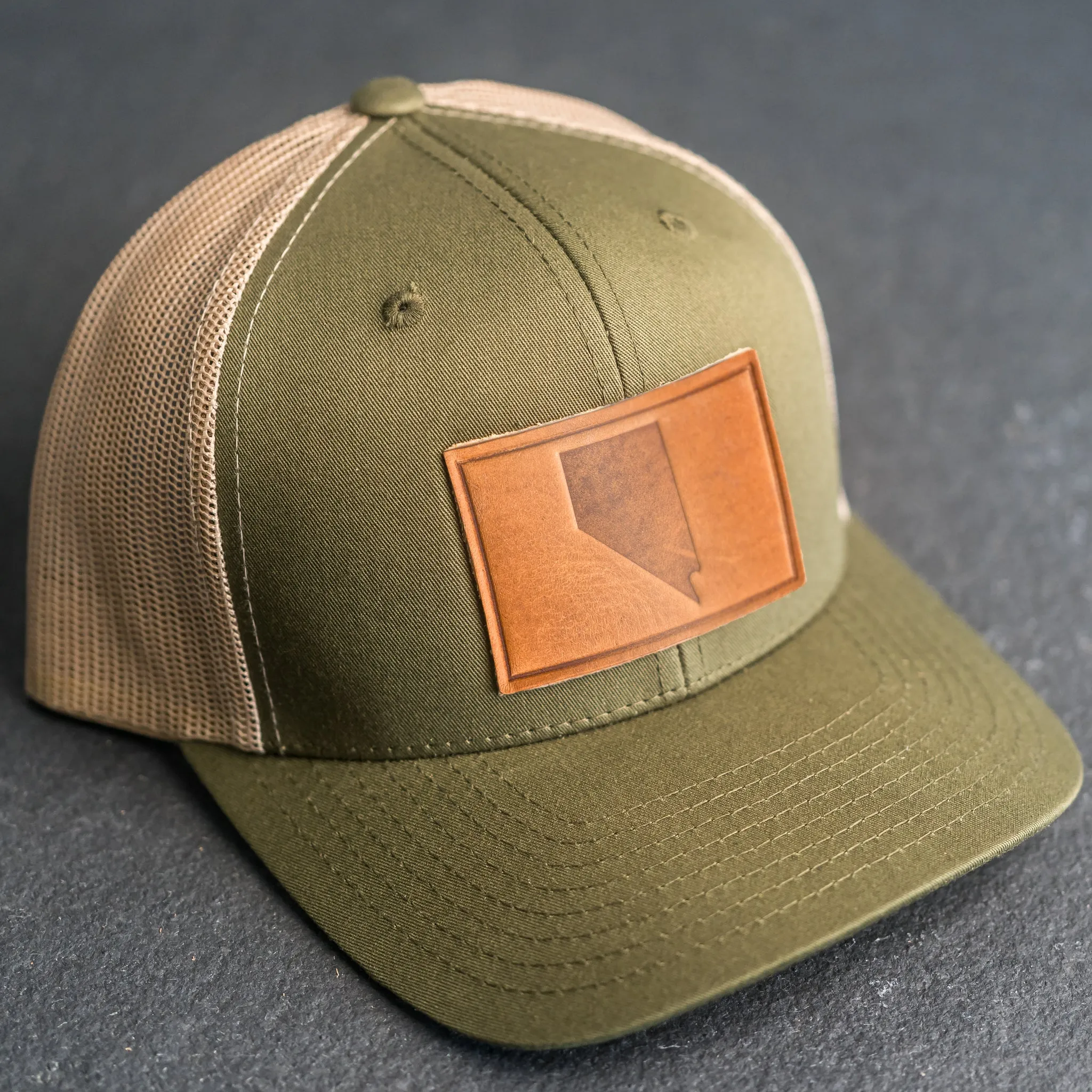 Leather Patch Trucker Style Hat - Nevada Stamp