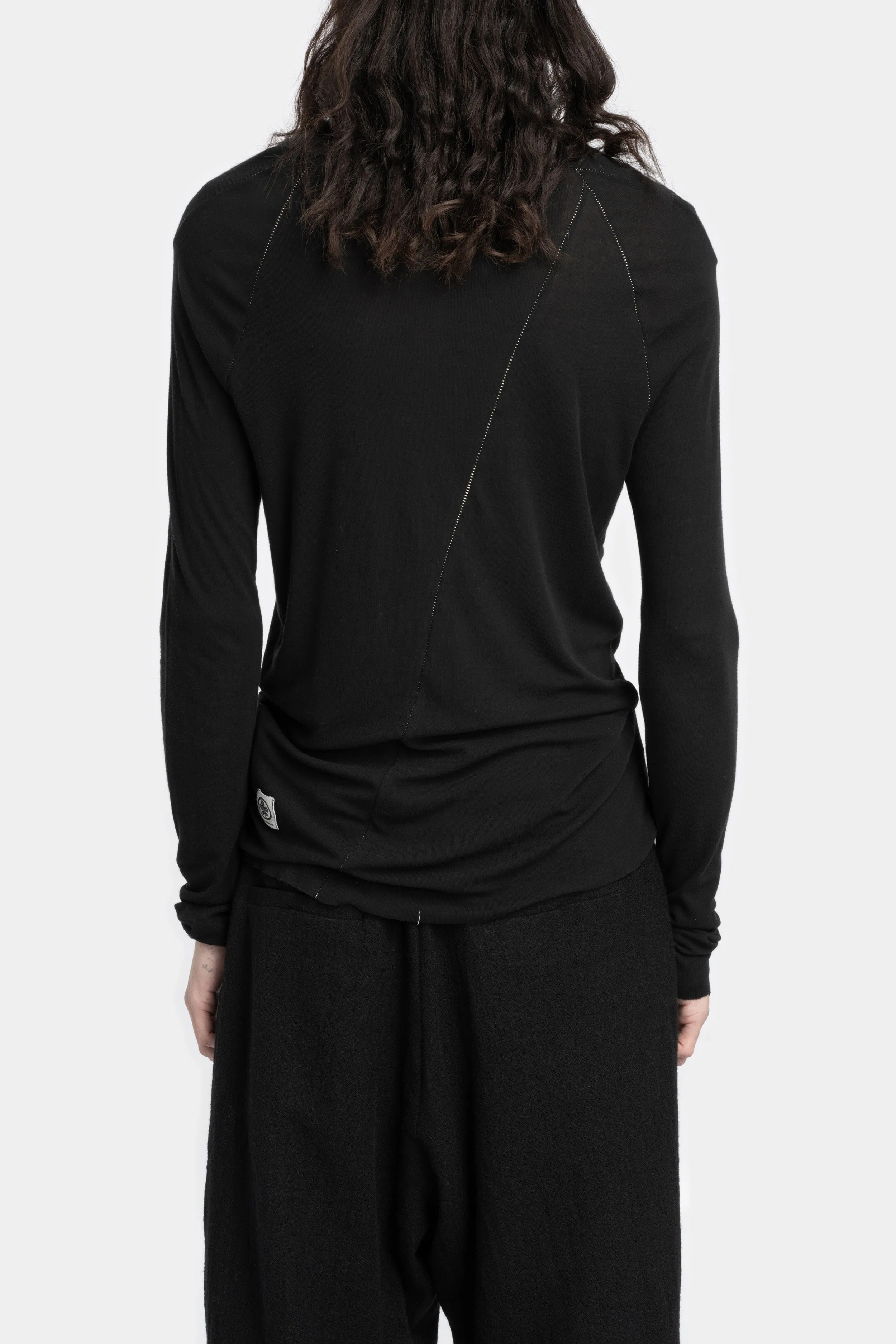 Lightweight wool / silk turtleneck ls T-Shirt, Black