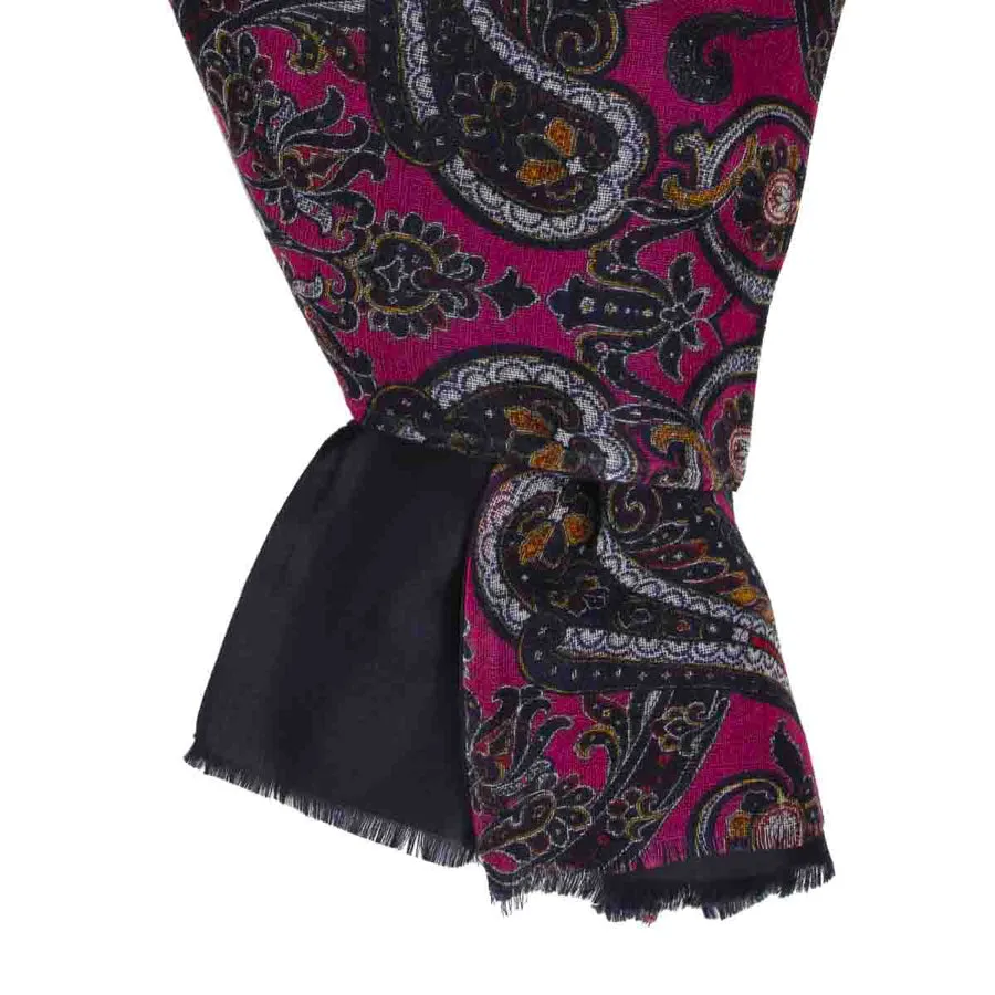 MAGENTA AND NAVY PAISLEY CASHMERE & SILK SCARF