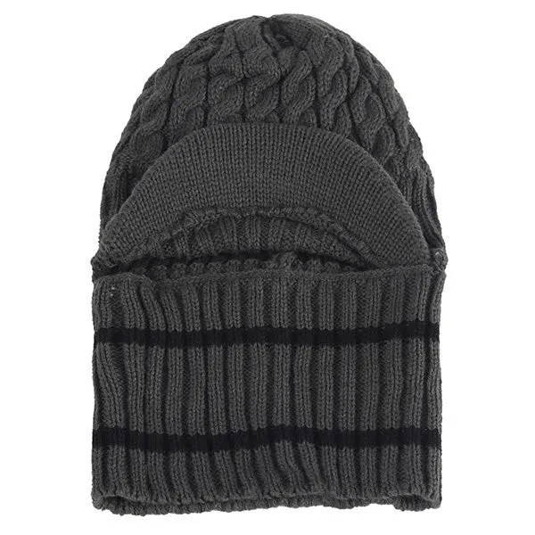 Men Thick Fleece Beanie Visor Winter Hat B321