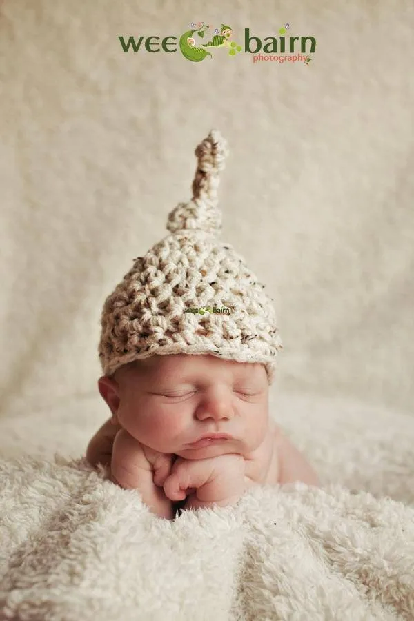 Newborn Baby Knot Hat Beige Tweed