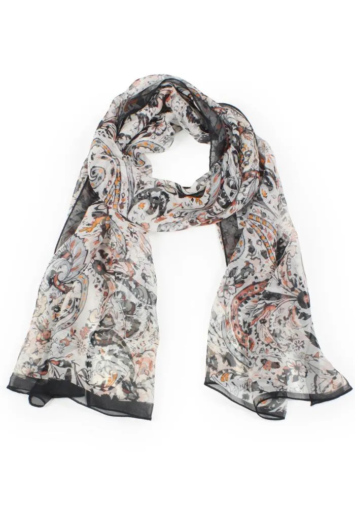 Paisley Print Chiffon Scarf