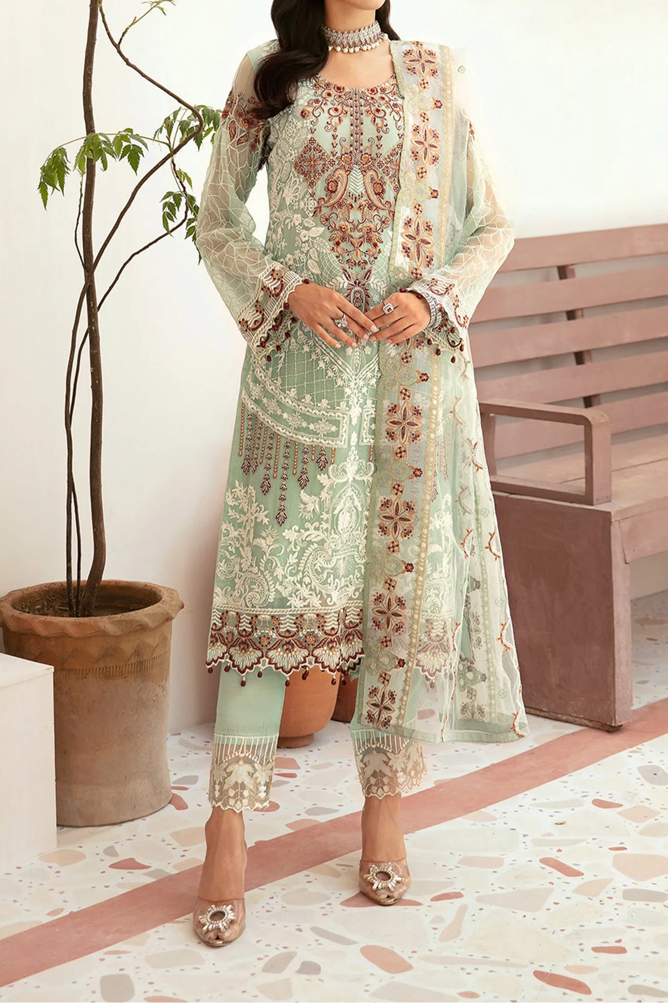 Ramsha Unstitched 3 Piece Luxury Emb Chiffon Vol-26 Collection'2024-F-2607