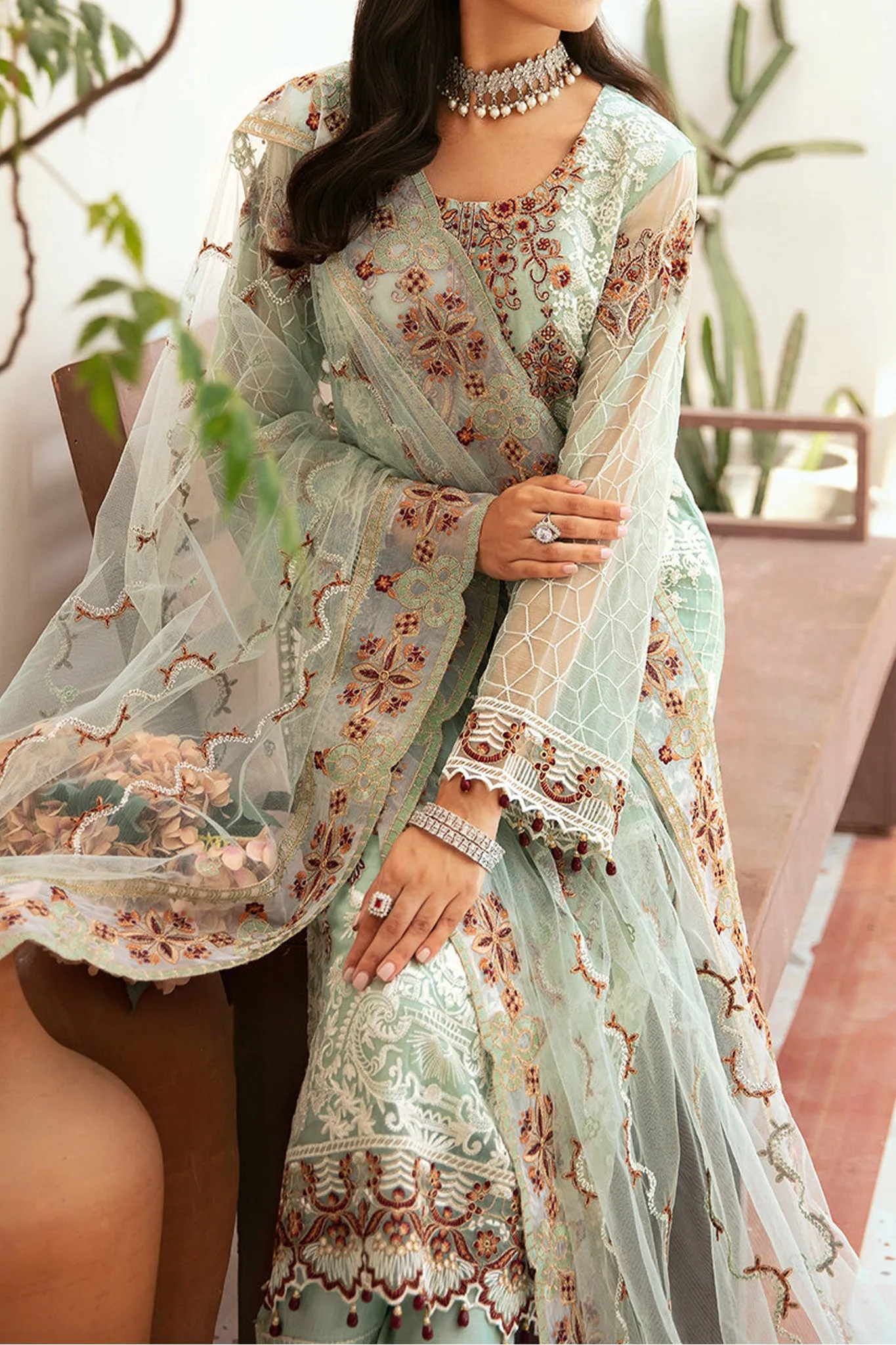 Ramsha Unstitched 3 Piece Luxury Emb Chiffon Vol-26 Collection'2024-F-2607