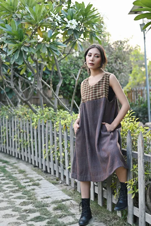 Rangsutra Handwoven Woolen Navy Sleeveless Dress