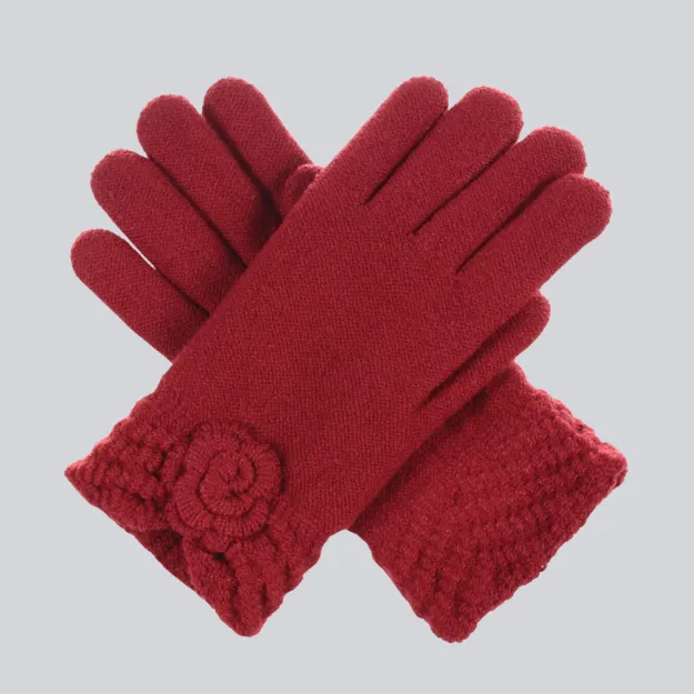 Red Knit Fleece Lined Glove