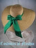 Scarlett O'Hara Hat / Victorian Large Brim Tan/Natural Straw Sheer Mesh Hat