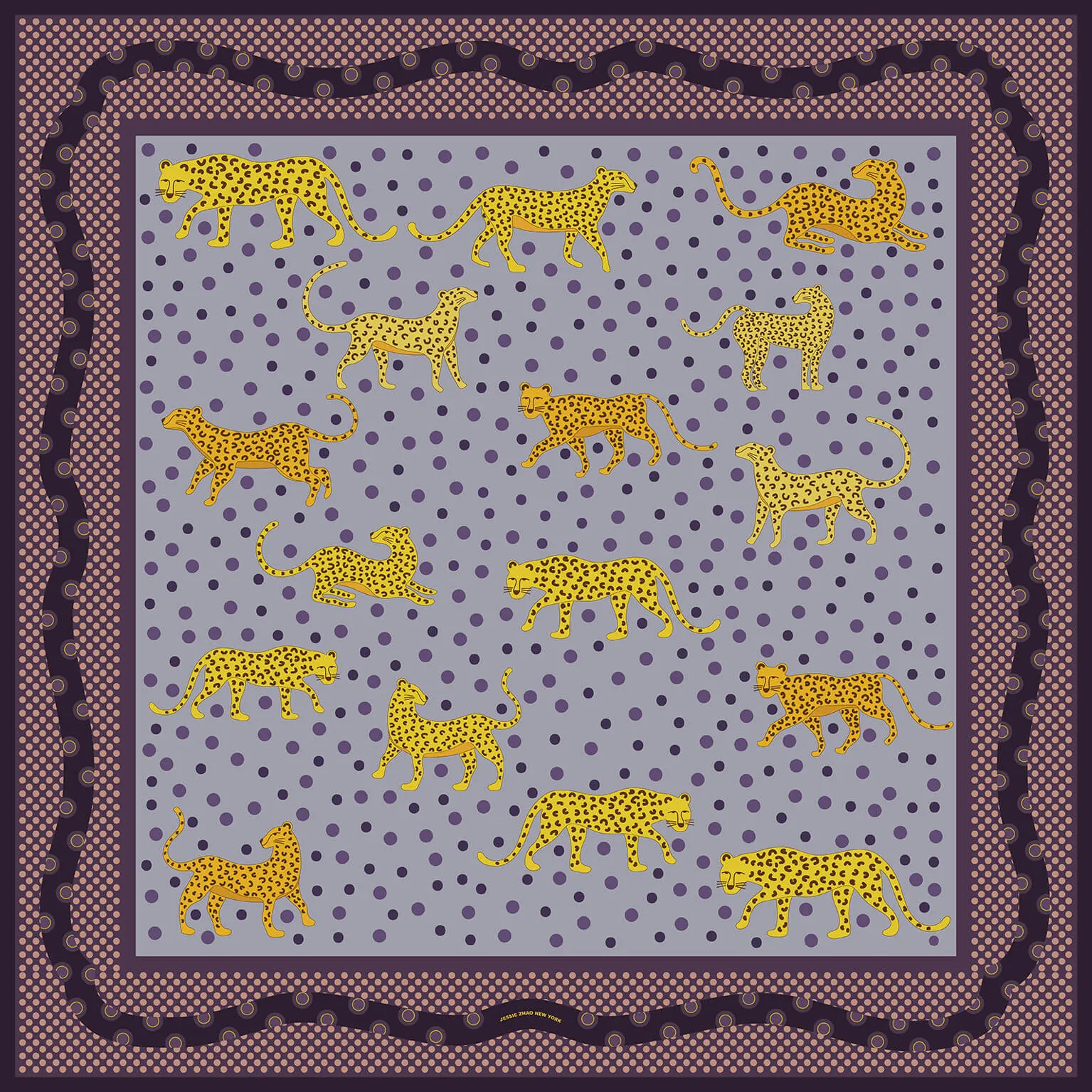 Silk Bandana With Yellow Leopards