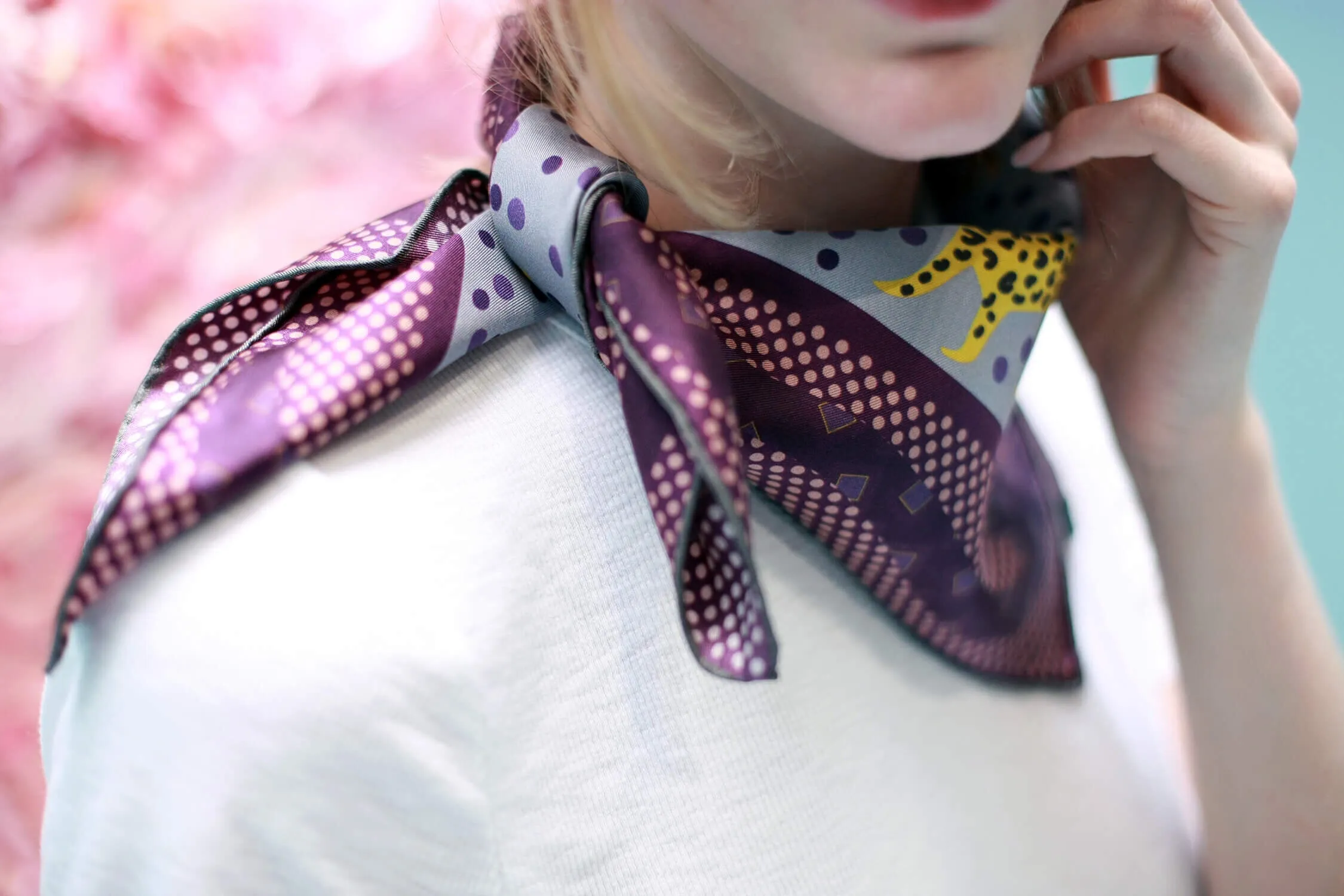 Silk Bandana With Yellow Leopards