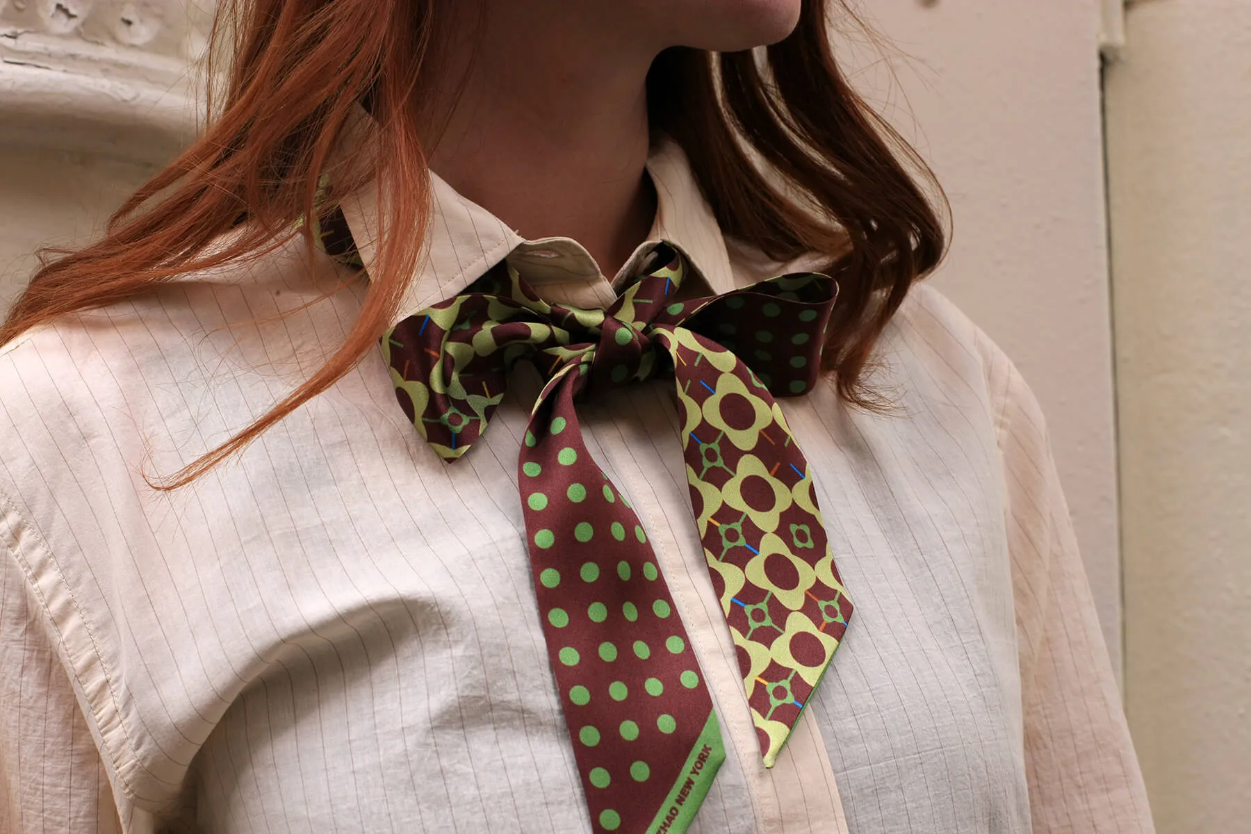 Silk Skinny Scarf Of Polka Dot Bloom