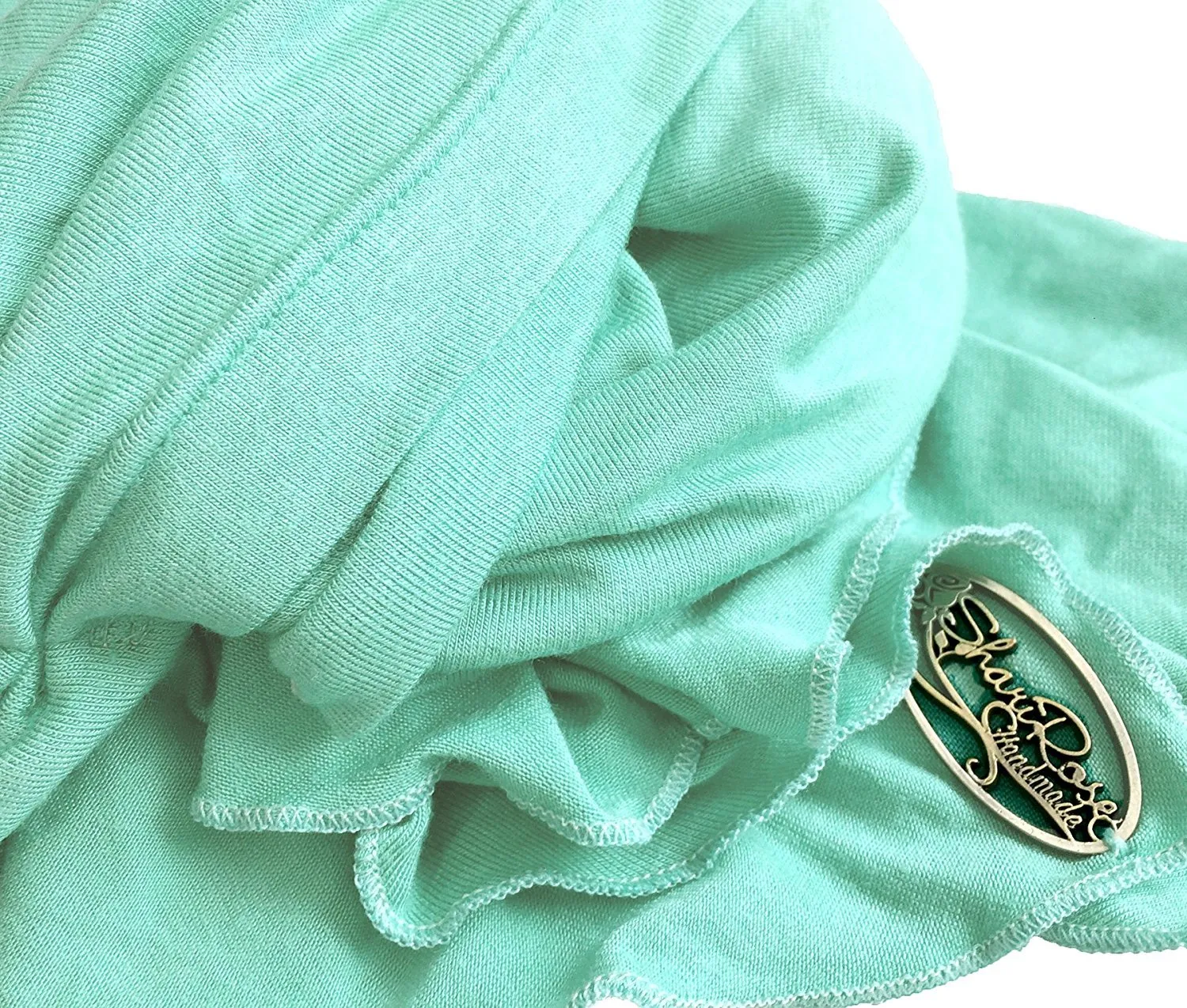 Soft Mint Pre-tied Headcovering Cotton Bandana Tichel Head-scarf ShariRose (Soft Mint Long - 030)