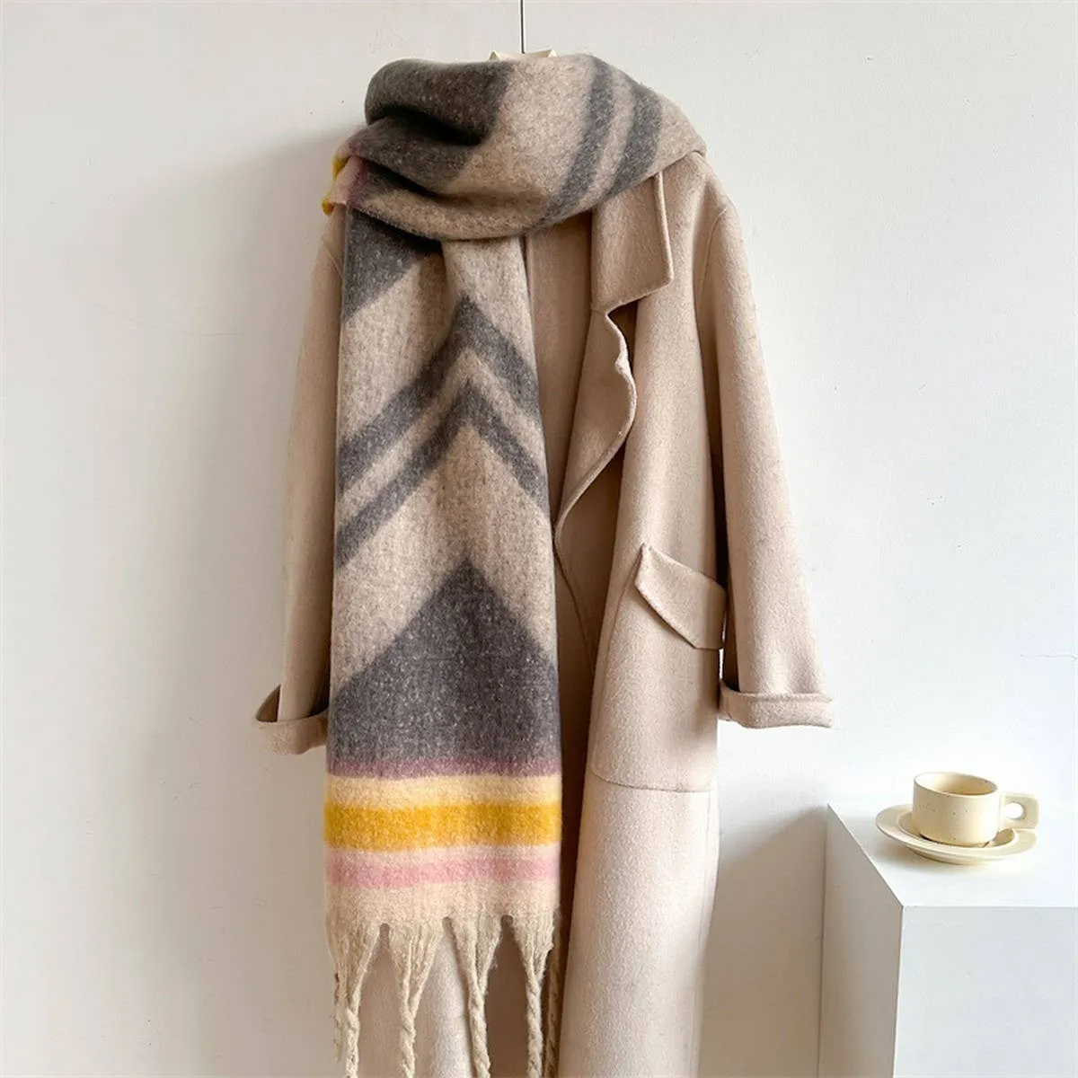 Striped Scarf - Pink   Blue