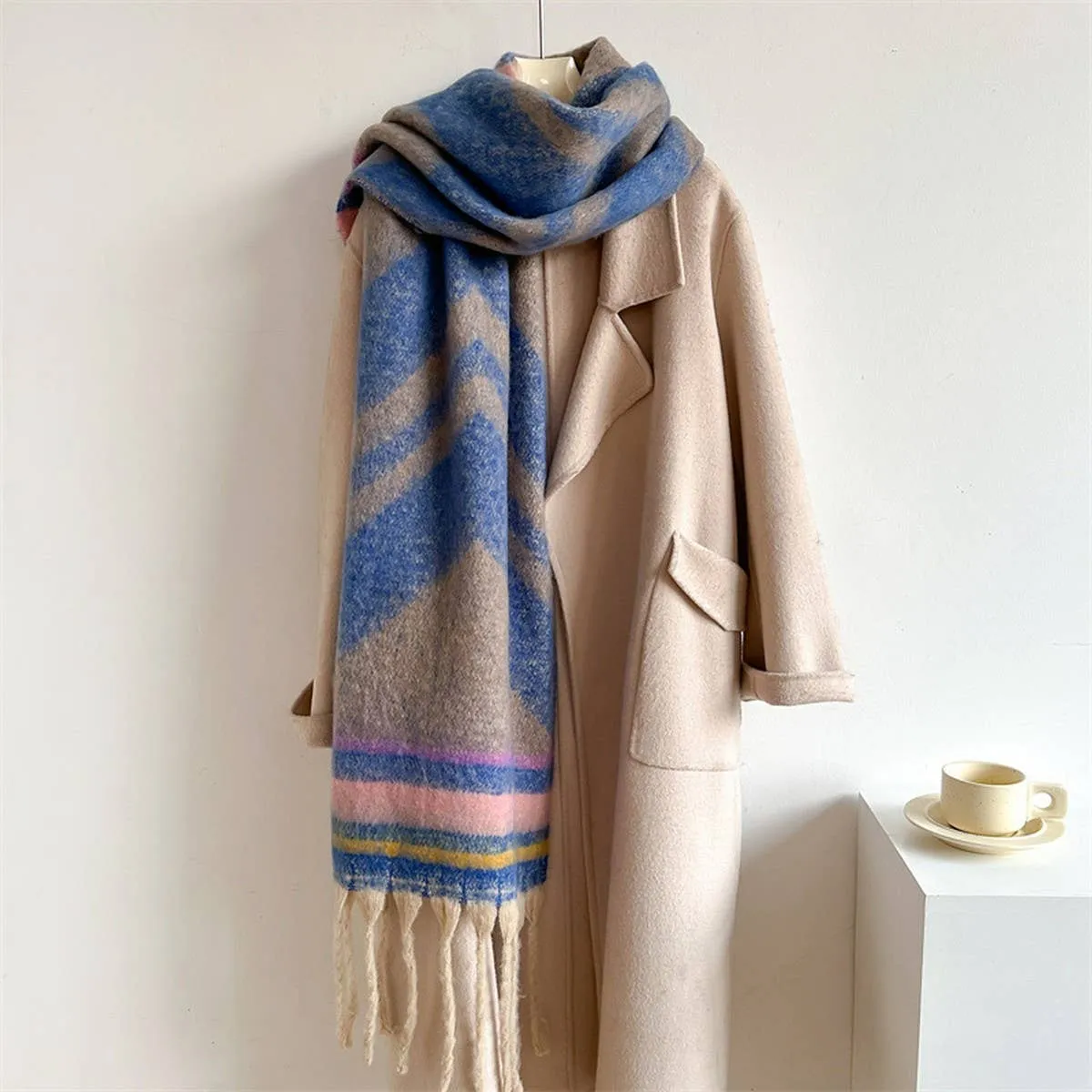 Striped Scarf - Pink   Blue