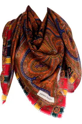 Vintage Pierre Balmain Paisley Oversized Wool Scarf