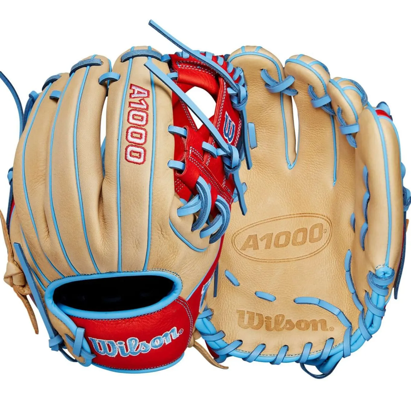 Wilson 2024 A1000 1786 Infield Baseball Glove Blonde/Red/Blue 11.5"