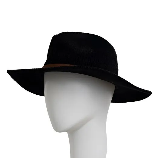 Women's Corduroy Fedora Hat with Trendy Wide Brim and Soft Lining