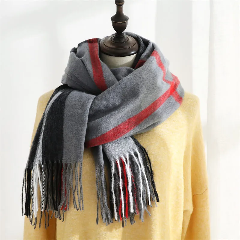 Women's Long Plaid Blanket Chunky Oversized Winter/Fall Warm Scarf Big Tartan Scarves Wrap Shawl